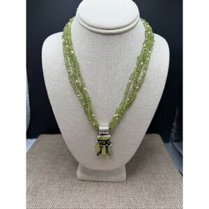 Exquisite Multi-Strand Peridot & Freshwater Pearl Couture Necklace Stamped DR925